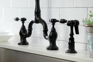 Kingston Brass KS7750TALBS Tudor Bridge Kitchen Faucet with Brass Sprayer, Matte Black