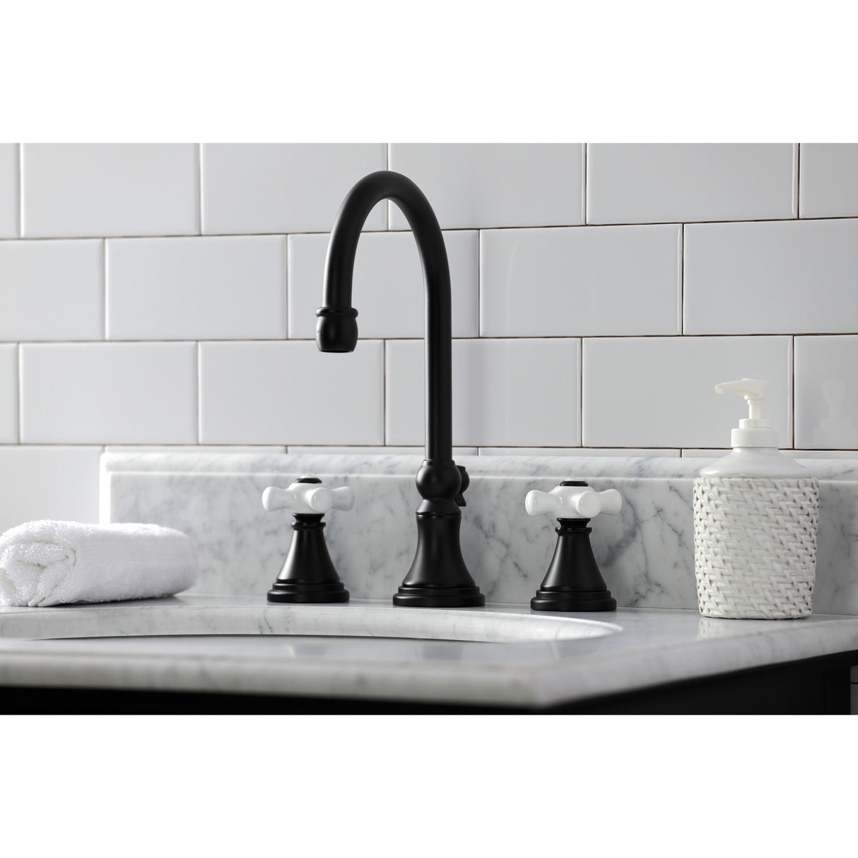 Kingston Brass KS2980PX Governor Widespread Bathroom Faucet, Matte Black