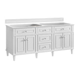 Lorelai 72" Double Vanity, Bright White w/ 3 CM Victorian Silver Silestone Top