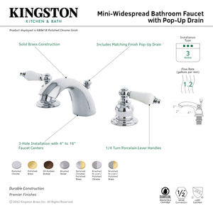 Kingston Brass KB941B Victorian Mini-Widespread Bathroom Faucet, Polished Chrome