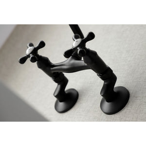 Kingston Brass KS213MB Kingston Two Handle Wall Mount Kitchen Faucet, Matte Black