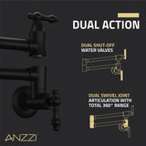 ANZZI KF-AZ259MB Marca 360-Degree 24" Wall Mounted Pot Filler with Dual Swivel in Matte Black