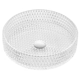 ANZZI LS-AZ908 Celeste Round Clear Glass Vessel Bathroom Sink with Faceted Pattern