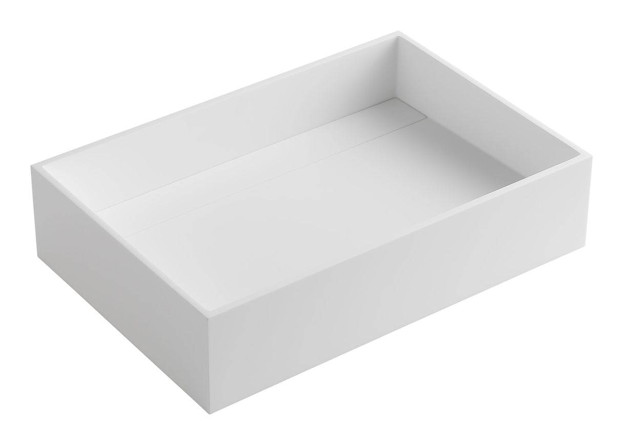 20" x 14" White Matte Solid Surface Resin Sink