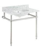 ANZZI CS-FGC004-BN Verona 34.5 in. Console Sink in Brushed Nickel with Carrara White Counter Top