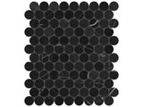 Anatolia Tile 1.25" Galaxia Nero Penny Round Polished Marble Mosaic 5001-0304-0 * 1 Sheet = .99 Sqft * Galaxia Nero Penny Round - premium natural stone mosaic tile from Anatolia Tile, available at PoshHaus showroom in Keene, NH