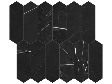 Anatolia Tile 2X6 Galaxia Nero Picket Polished Marble Mosaic 5001-0303-0 * 1 Sheet = .87 Sqft * Galaxia Nero Picket 2x6 - premium natural stone mosaic tile from Anatolia Tile, available at PoshHaus showroom in Keene, NH