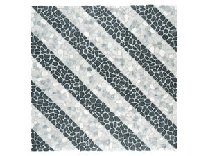 Cabana Galaxy Axis - Patterned Pebble Tumbled Marble Mosaic 1 Sheet = Sqft