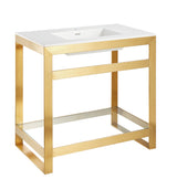 ANZZI CS-FGC005-BG Orchard 36 in. Console Sink in Brushed Gold with Glossy White Counter Top