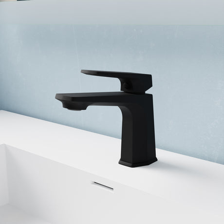 ANZZI L-AZ903MB Single Handle Single Hole Bathroom Faucet With Pop-up Drain in Matte Black