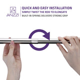 ANZZI AC-AZSR55CH 35-55 Inches Shower Curtain Rod with Shower Hooks in Polished Chrome | Adjustable Tension Shower Doorway Curtain Rod | Rust Resistant No Drilling Anti-Slip Bar for Bathroom | AC-AZSR55CH