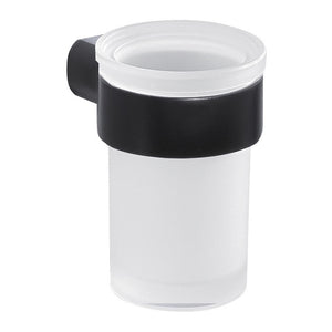 Wall Satin Glass Toothbrush Holder With Matte Black Mount