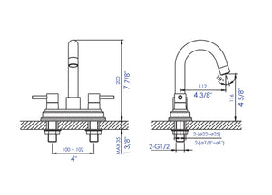 ALFI brand AB1400-PC Polished Chrome Two-Handle 4'' Centerset Bathroom Faucet