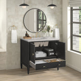 Myrrin 36" Vanity, Carbon Oak w/ 3 CM Eternal Jasmine Pearl Silestone Top
