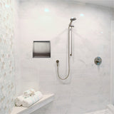 ALFI brand 16 x 16 Brushed Stainless Steel Square Single Shelf Bath Shower Niche