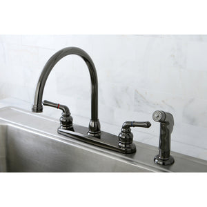 Kingston Brass NB790SP Water Onyx Centerset Kitchen Faucet, Black Stainless Steel