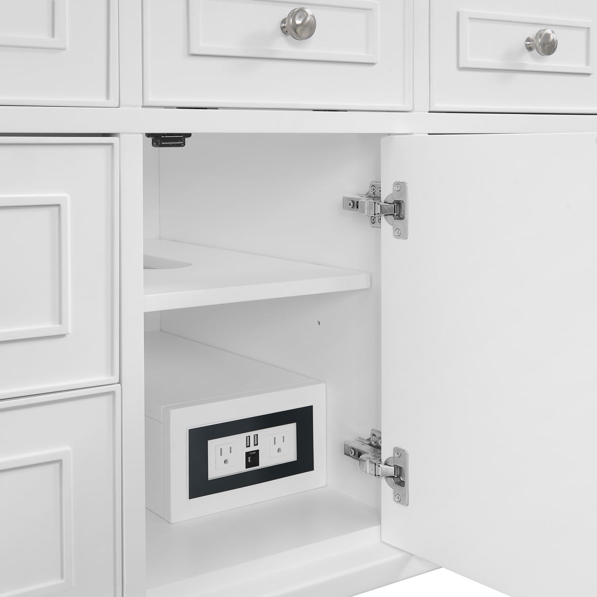 Lorelai 48" Single Vanity, Bright White w/ 3 CM Victorian Silver Silestone Top