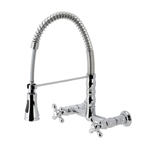 Gourmetier GS1241AX Heritage Two-Handle Wall-Mount Pull-Down Sprayer Kitchen Faucet, Polished Chrome