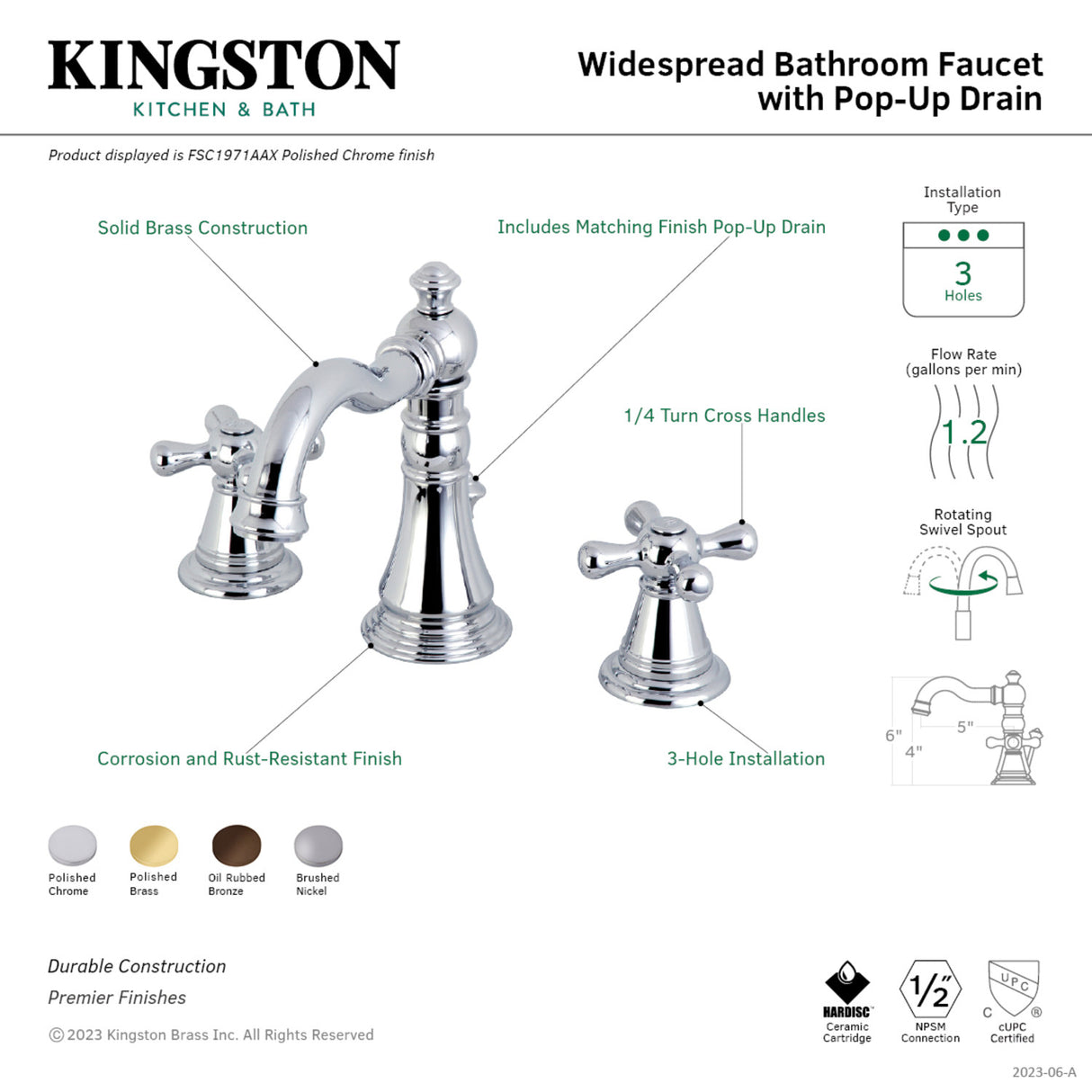 Fauceture FSC1975AAX American Classic 8 in. Widespread Bathroom Faucet, Oil Rubbed Bronze
