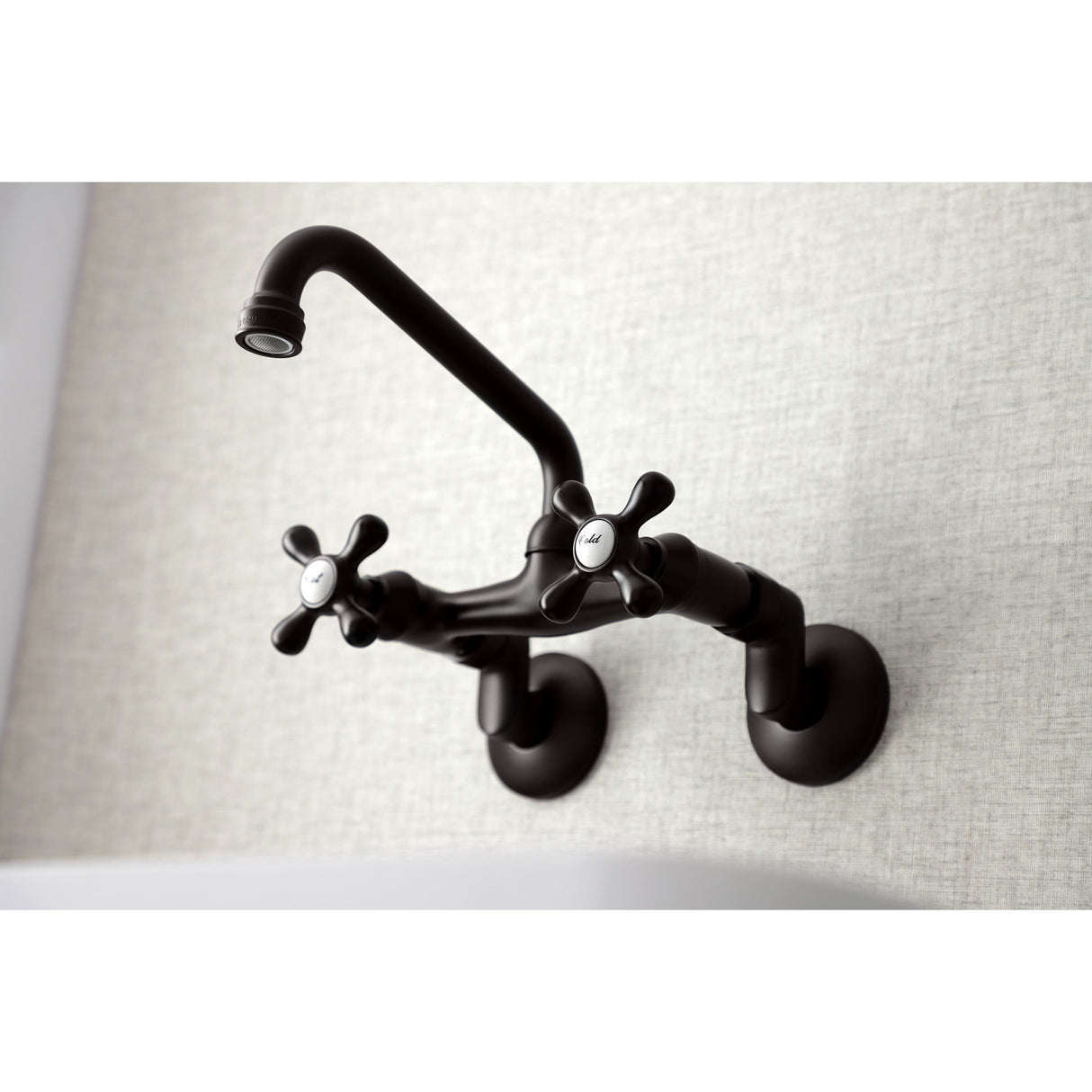 Kingston Brass KS213ORB Kingston Two Handle Wall Mount Kitchen Faucet, Oil Rubbed Bronze