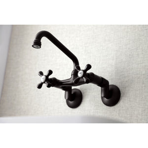 Kingston Brass KS213ORB Kingston Two Handle Wall Mount Kitchen Faucet, Oil Rubbed Bronze