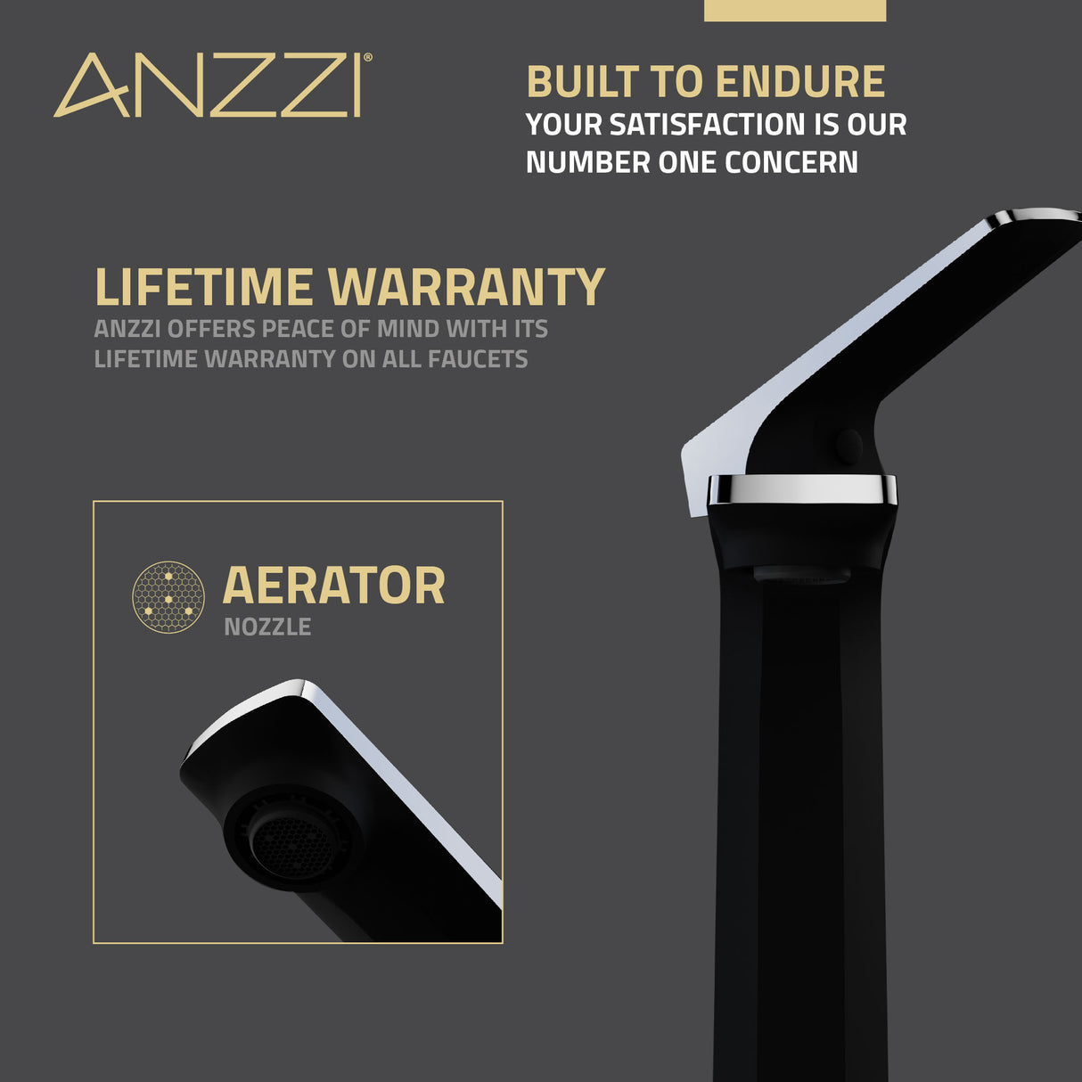 ANZZI L-AZ904MB-CH Single Handle Single Hole Bathroom Vessel Sink Faucet With Pop-up Drain in Matte Black & Chrome