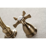 Kingston Brass KS3123NX Hamilton Two-Handle Wall Mount Bathroom Faucet, Antique Brass