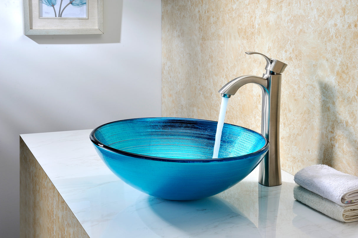 ANZZI LS-AZ045 Enti Series Deco-Glass Vessel Sink in Lustrous Blue