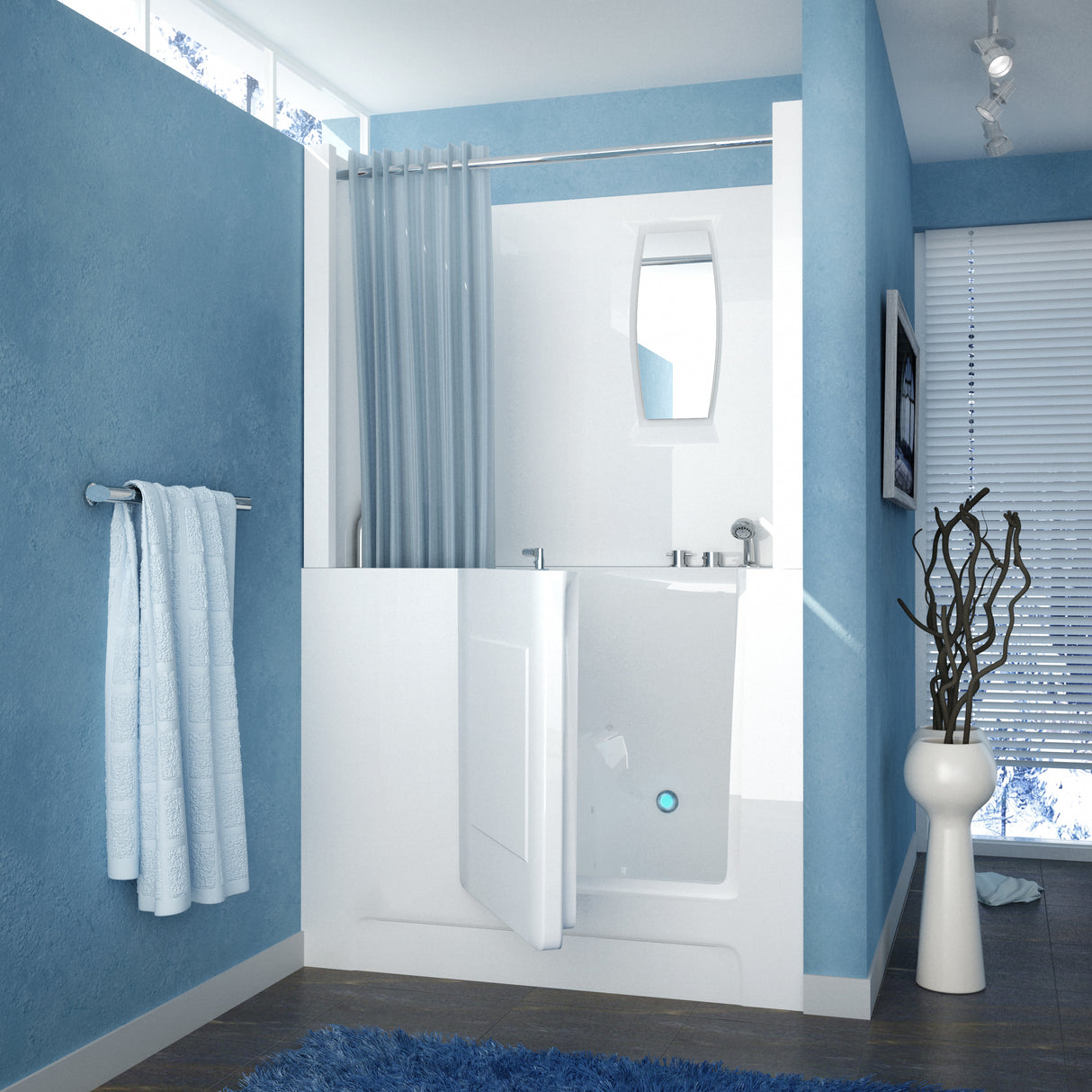 MediTub Walk-In 27 x 47 Right Drain White Air Jetted Walk-In Bathtub