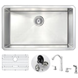 ANZZI KAZ3018-032B VANGUARD Undermount Stainless Steel 30 in. 0-Hole Kitchen Sink and Faucet Set with Soave Faucet in Brushed Nickel