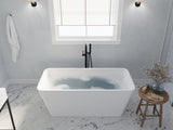 ANZZI FT-AZ501 Cenere 4.9 ft. Man-Made Stone Center Drain Freestanding Bathtub in Matte White