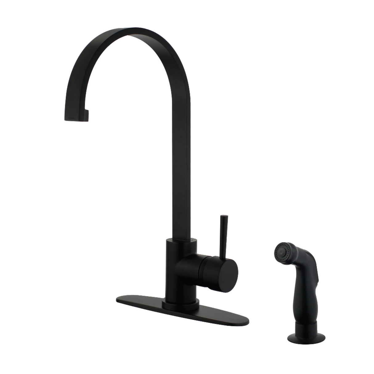 Gourmetier LS8710DLSP Concord Single-Handle Kitchen Faucet with Side Sprayer, Matte Black