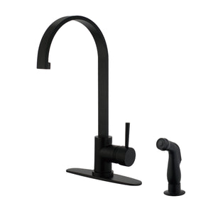 Gourmetier LS8710DLSP Concord Single-Handle Kitchen Faucet with Side Sprayer, Matte Black
