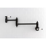 Kingston Brass KS3100BPL Bel-Air Wall Mount Pot Filler Kitchen Faucet, Matte Black