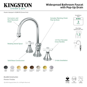 Kingston Brass KS2980PX Governor Widespread Bathroom Faucet, Matte Black