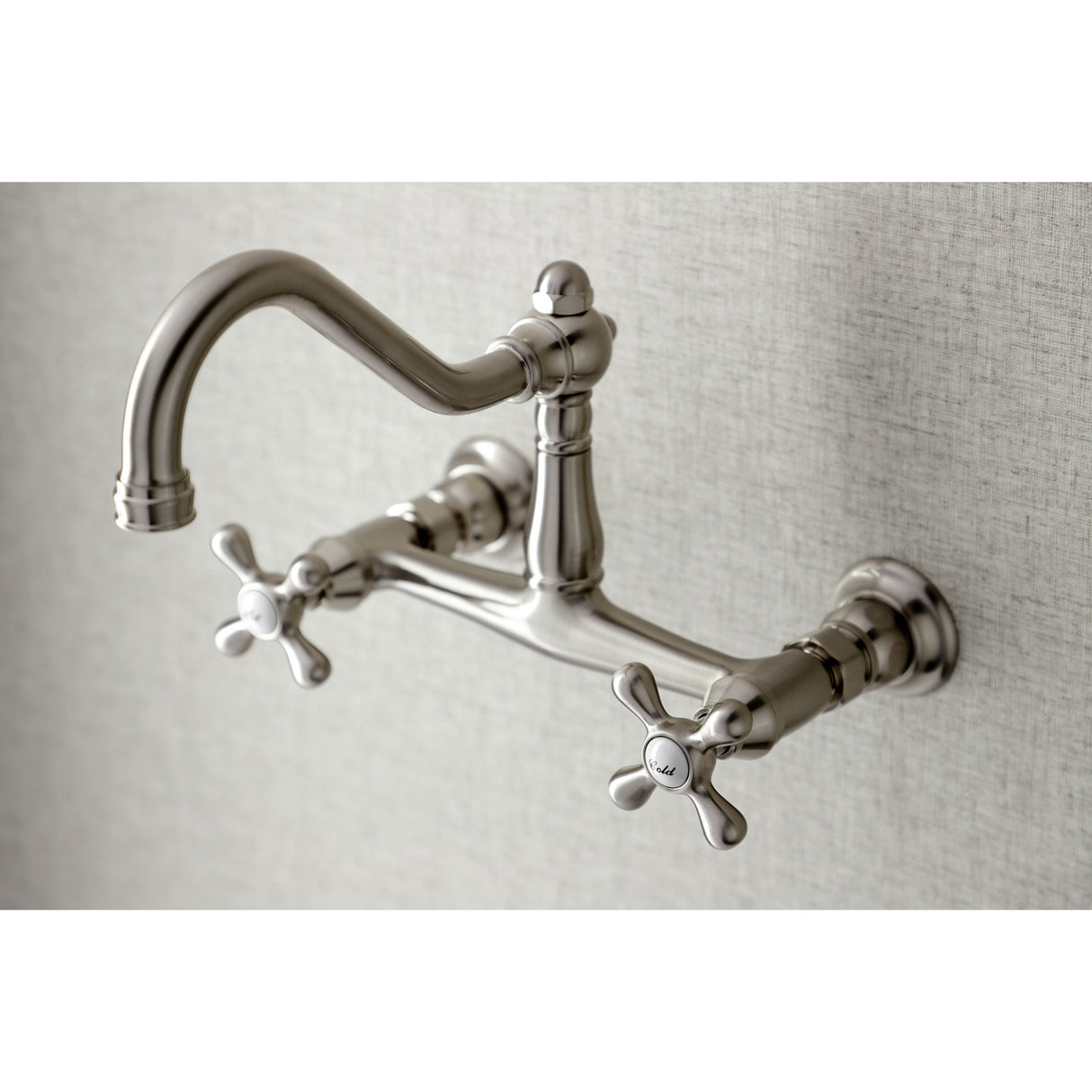 Kingston Brass KS3248AX Vintage Wall Mount Bathroom Faucet, Brushed Nickel