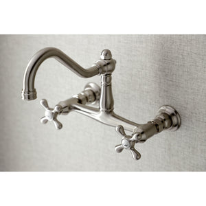 Kingston Brass KS3248AX Vintage Wall Mount Bathroom Faucet, Brushed Nickel