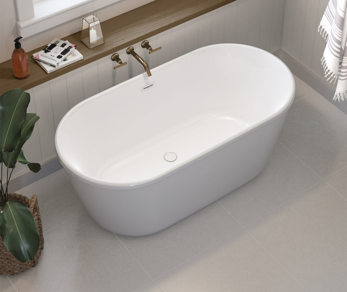 MAAX 107519-000-002-000 Golan 5829 AcrylX Freestanding Center Drain Bathtub in White with White Skirt