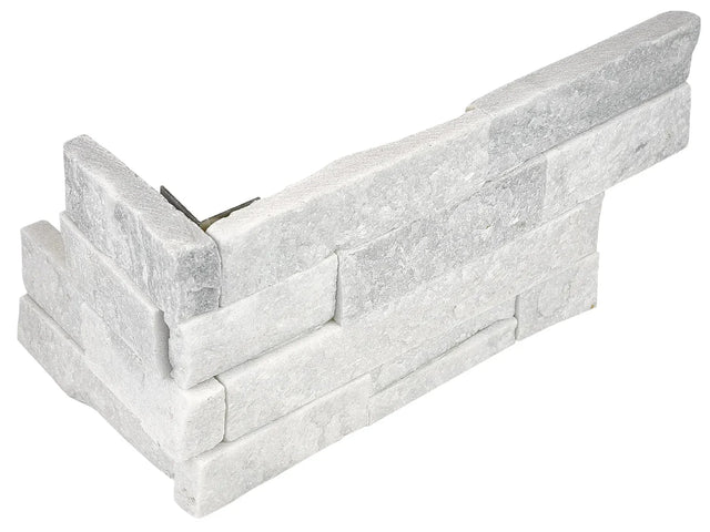 Anatolia Tile 6X18 Assembled Corner Ledger Stone Glacier Split Face Stone Trim 76-370  - premium natural stone mosaic tile from Anatolia Tile, available at PoshHaus showroom in Keene, NH