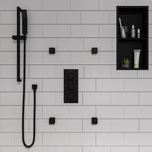 Black Matte Square Sliding Rail Hand Shower Set