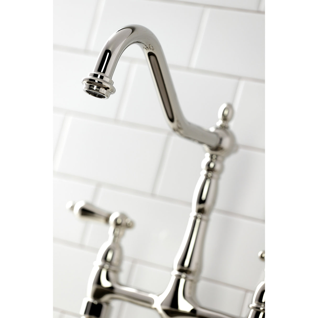 Kingston Brass KS1276ALBS Heritage Bridge Kitchen Faucet with Brass Sprayer, Polished Nickel