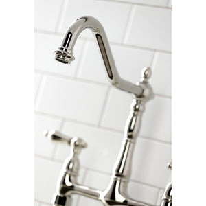 Kingston Brass KS1276ALBS Heritage Bridge Kitchen Faucet with Brass Sprayer, Polished Nickel