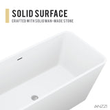 ANZZI FT-AZ501 Cenere 4.9 ft. Man-Made Stone Center Drain Freestanding Bathtub in Matte White