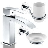 ANZZI L-AZCMB037-01CH Revere Series Single Hole Single-Handle Low-Arc Bathroom Faucet in Polished Chrome with Soap Dish and Toothbrush Holder