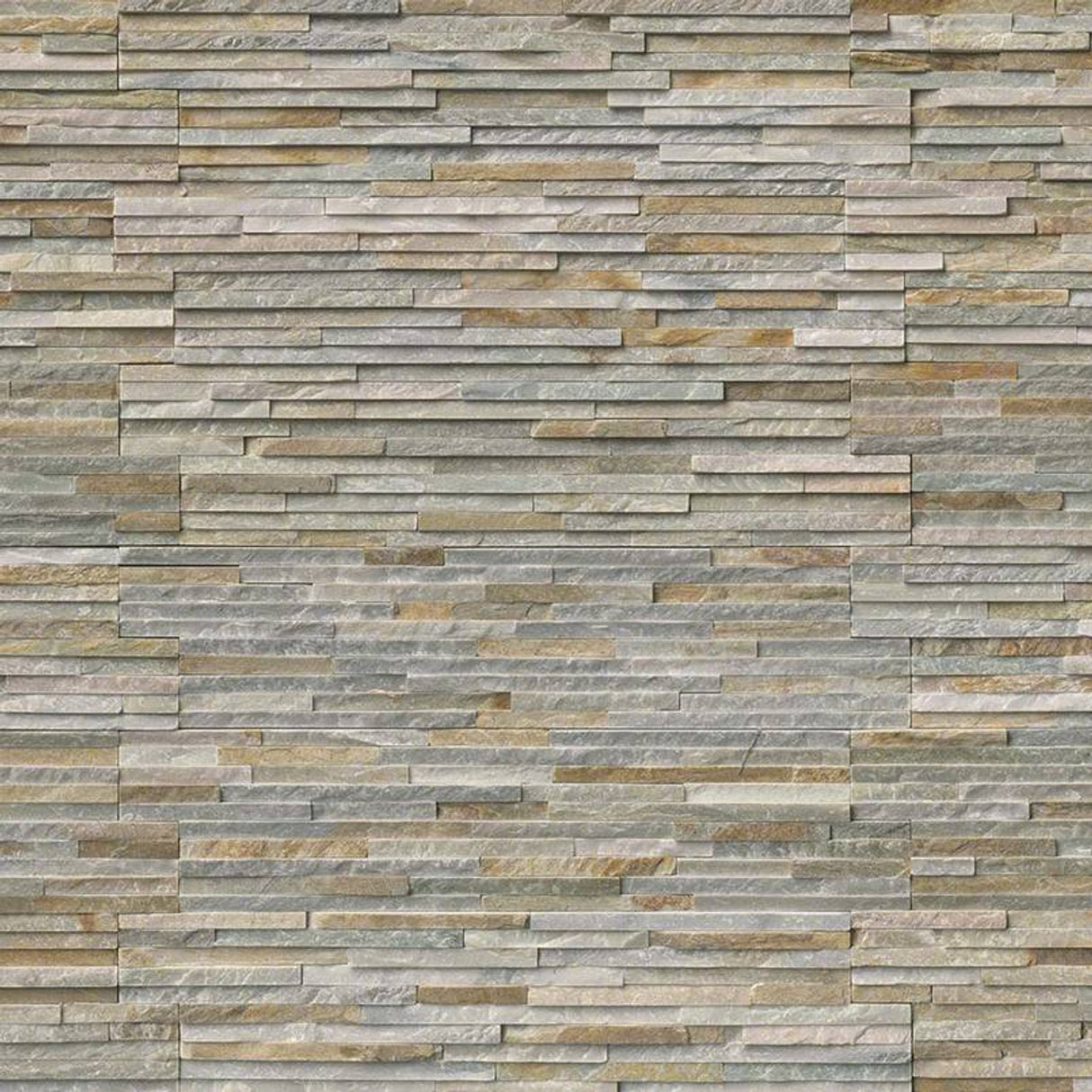 Golden honey pencil ledger panel 6X24 natural quartzite wall tile LPNLQGLDHON624 PEN product shot multiple tiles angle view