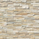 Golden honey splitface ledger panel 6X24 natural quartzite wall tile LPNLQGLDHON624 product shot multiple tiles angle view
