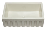 ALFI brand AB3018HS-B 30 inch Biscuit Reversible Smooth / Fluted Single Bowl Fireclay Farm Sink