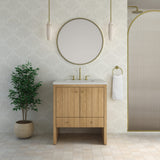 Hudson 30" Single Vanity, Light Natural Oak w/ 3 CM Lime Delight Silestone Top