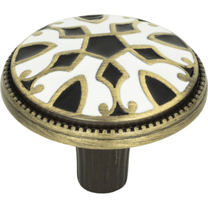 Atlas Homewares Canterbury Knob 1 1/2 Inch Black & White