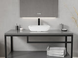 ANZZI LS-AZ912 Solstice Square Glass Vessel Bathroom Sink with White Finish